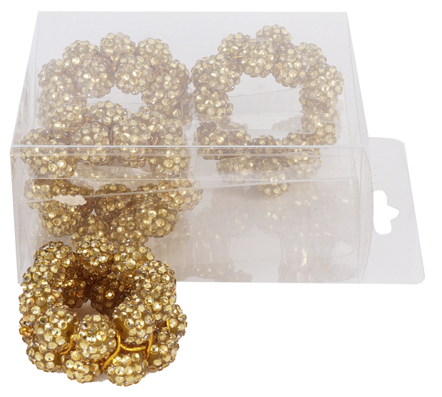 Gold Diamond'n'studs Napkin Ring set of 4/pvc box,