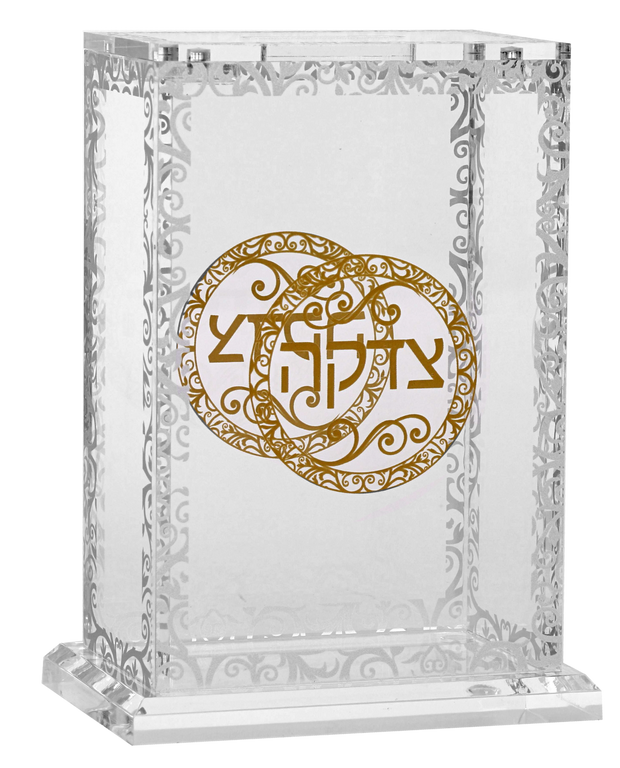 Acrylic Tzedakah Box - Royal Design - Big 5x3.5x2"