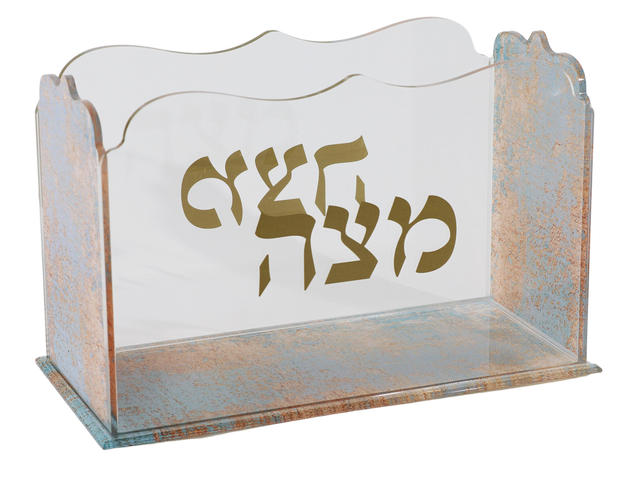 Open Stand Sqaure Matza Box - Acrylic - Marble Design 8x8x3"