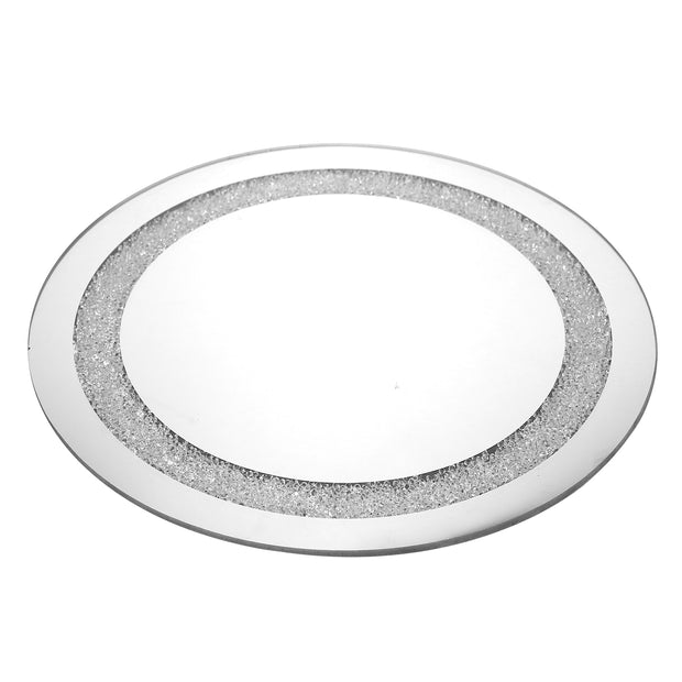 Round Mirror Tray with diamonds 13.5"