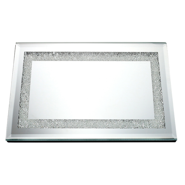 Mirror Tray With Diamonds 13.8x9.8"