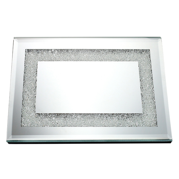 Mirror Tray With Diamonds 9.8x8"