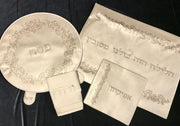 4 Pc Pesach Set Leather look Laser Engraved