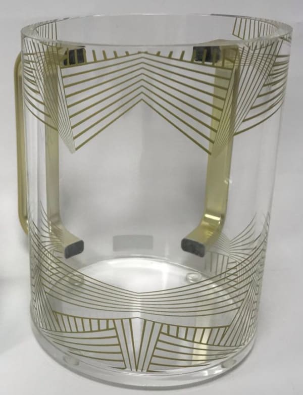 Acrylic Clear Washing Cup - Gold Handle - Gold Leaf Design