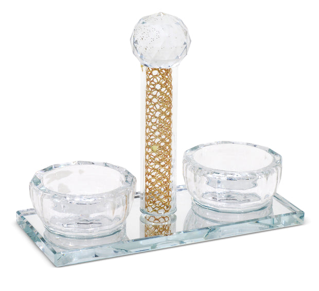 Crystal Salt Holder - Gold Filling 5.5"