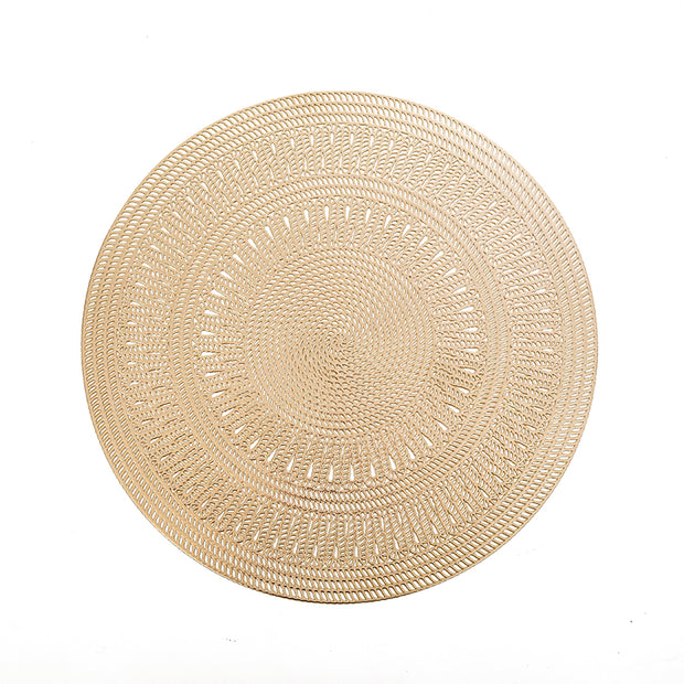 Gold Classic Leather Look Laser Cut Placemat 15" (12 pcs)