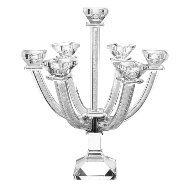 Crystal Candelabra Broken Glass 7 Branch 13.5"