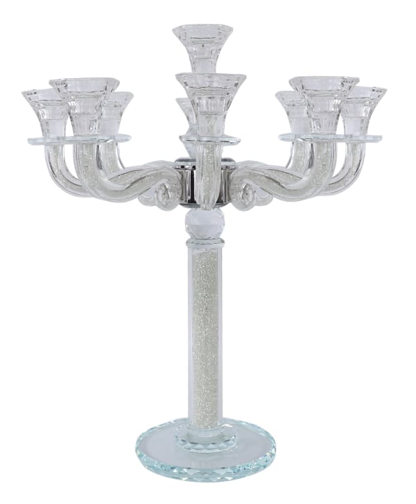 "Classic Style" 9 Branch Clear Filling Crystal Candelabra 18.5"H