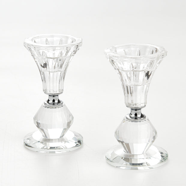 Set of 2 Crystal Candlesticks 4"