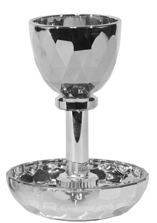 Crystal Silver Kiddush Cup with Tray 5.5"