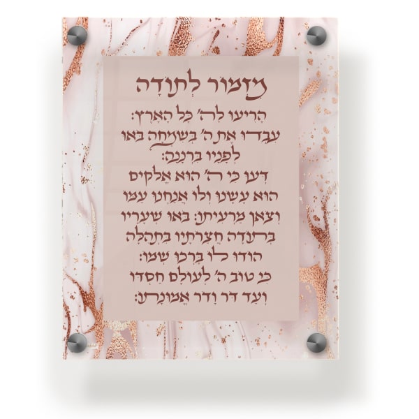 Acrylic Mizmor Letoda Blessing Plaque - Wall Frame 9.5x11.5" Rose Gold