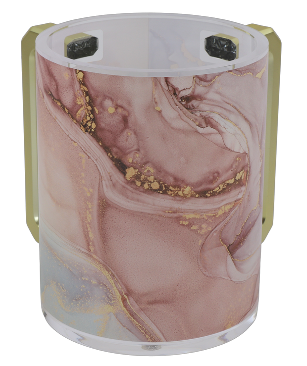 Gold and Pink Marble Acrylic Washcup