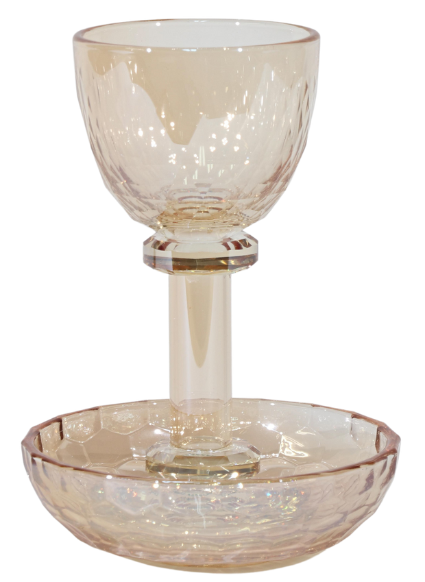 Crystal Gold Kiddush Cup with Tray 5.5"