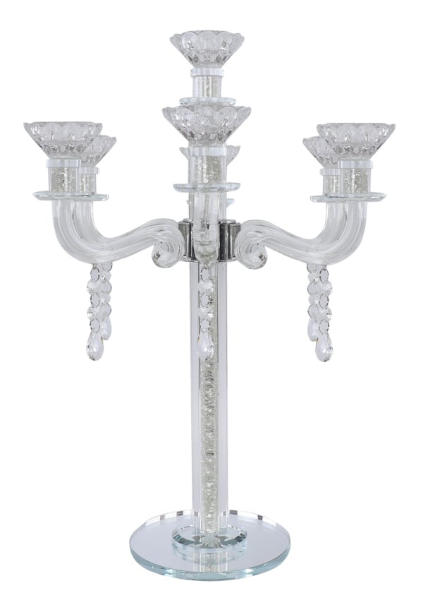 "Royal Style" 7 Branch Clear Filling Crystal Candelabra 16.5"H