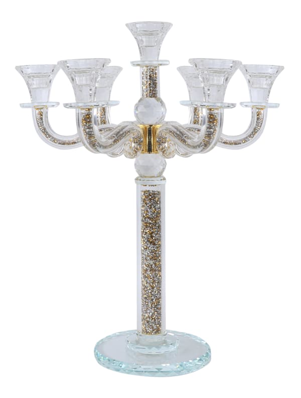 "Classic Style" 7 Branch Gold Filling Crystal Candelabra 16.5"H