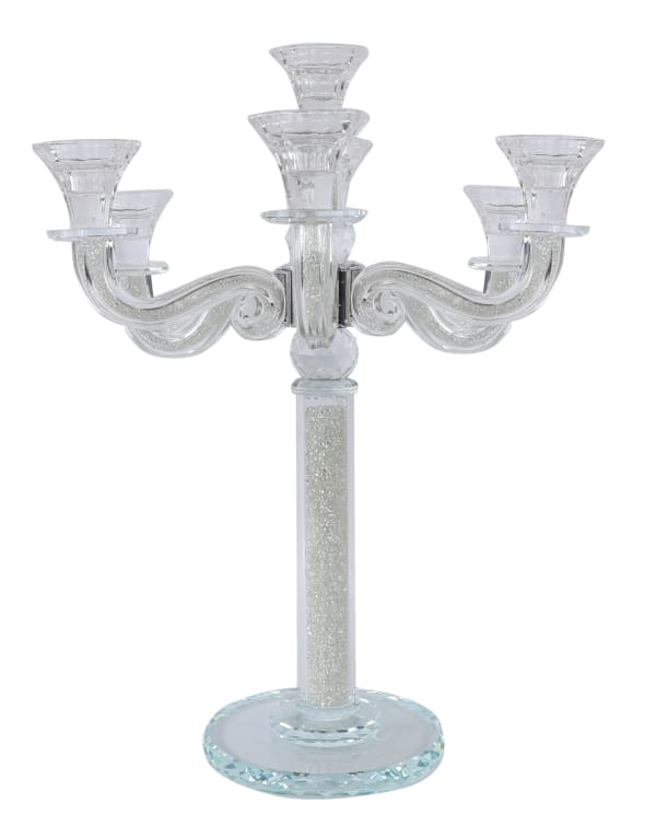 "Classic Style" 7 Branch Clear Filling Crystal Candelabra 16.5"H