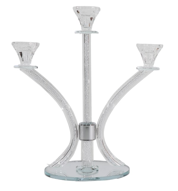 Crystal Candelabra Silver Filling - 3 Branch