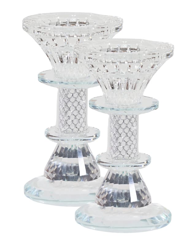 Crystal Candlestick with Silver Paper Filling 5"