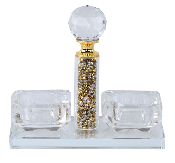 Crystal Salt Holder with Gold Filling