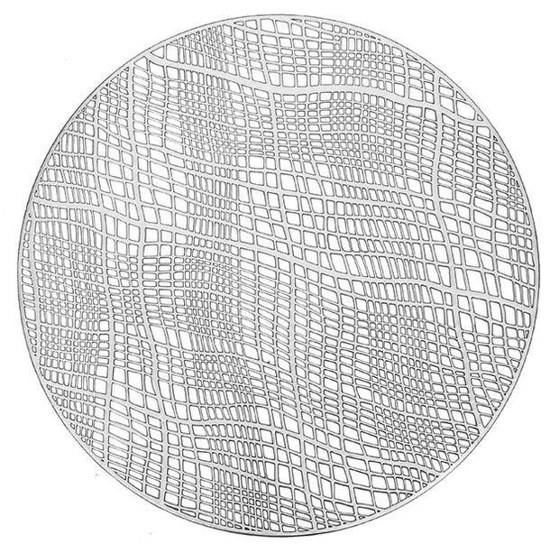 Silver Plaid Leather Look Laser cut Placemats 15" (12pcs)