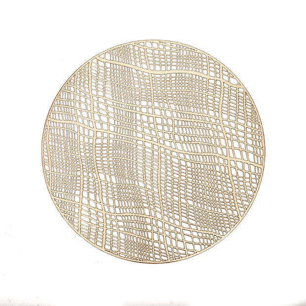 Gold Plaid Leather Look Laser cut Placemats 15" (12pcs)