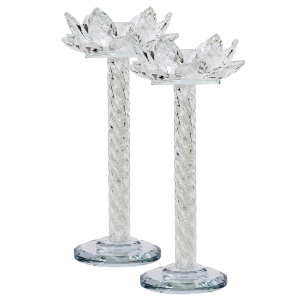 2 Pcs Crystal Candle Holder 9"