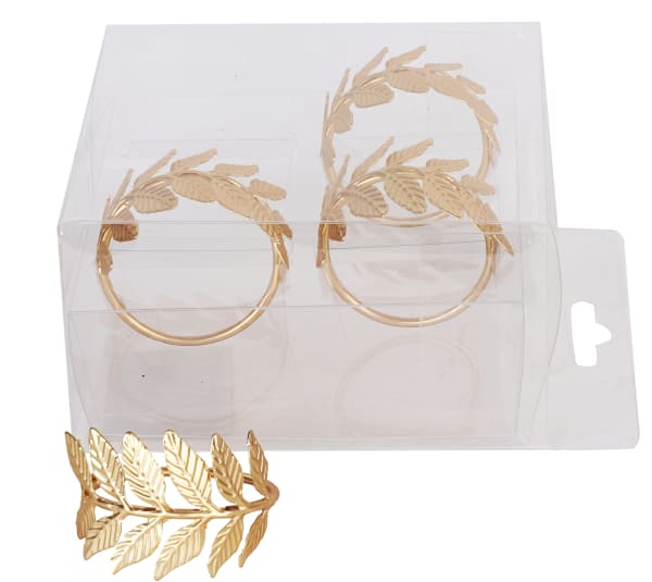 Gold Leaves Napkin Ring set of 4/pvc box,