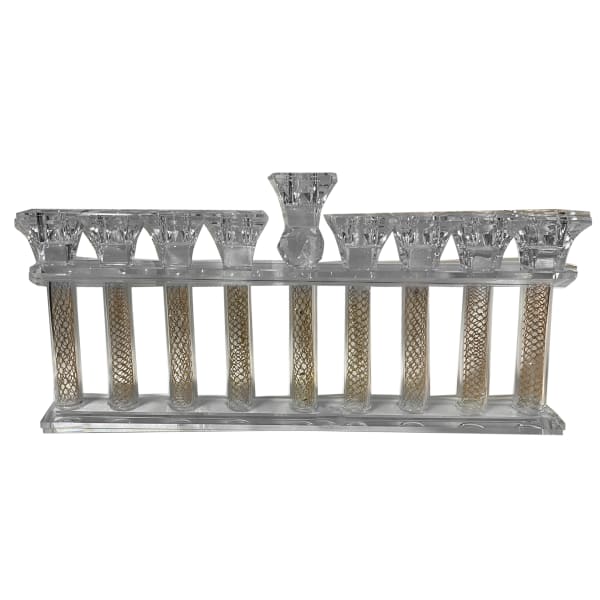 Crystal Menorah Gold Designed 6.5x14.5"