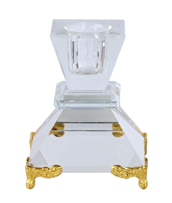 Crystal Candle Holder With Gold Decorated Legs 2"