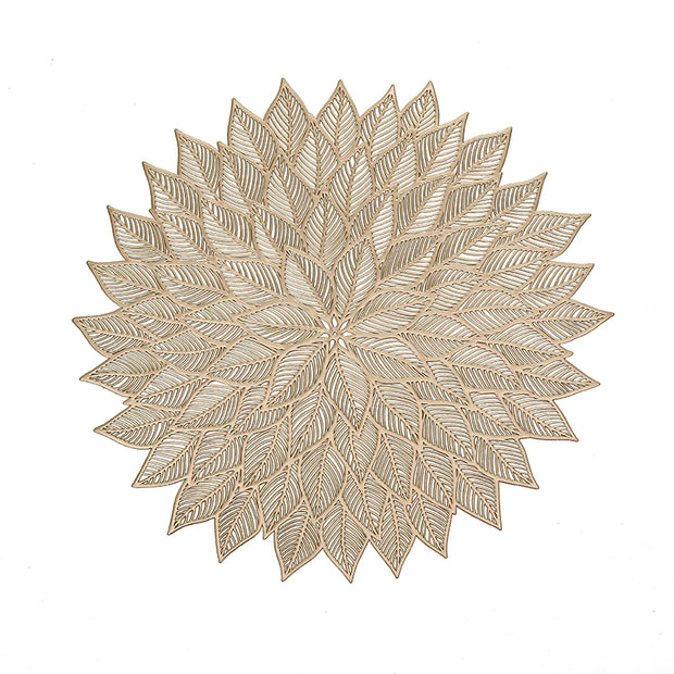 Gold Floral Leather Look Laser cut Placemats 15" (12pcs)