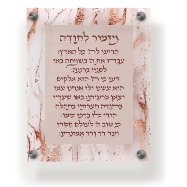 Acrylic Mizmor Letoda Blessing Plaque - Wall & Table Frame 8x10" Rose Gold