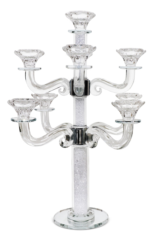 Crystal Candelabra 9 Branches White Filling Hanging Crystals 18"