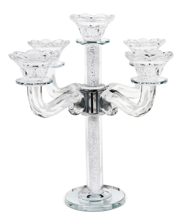 Crystal Candelabra 5 Branches Clear Filling 11"