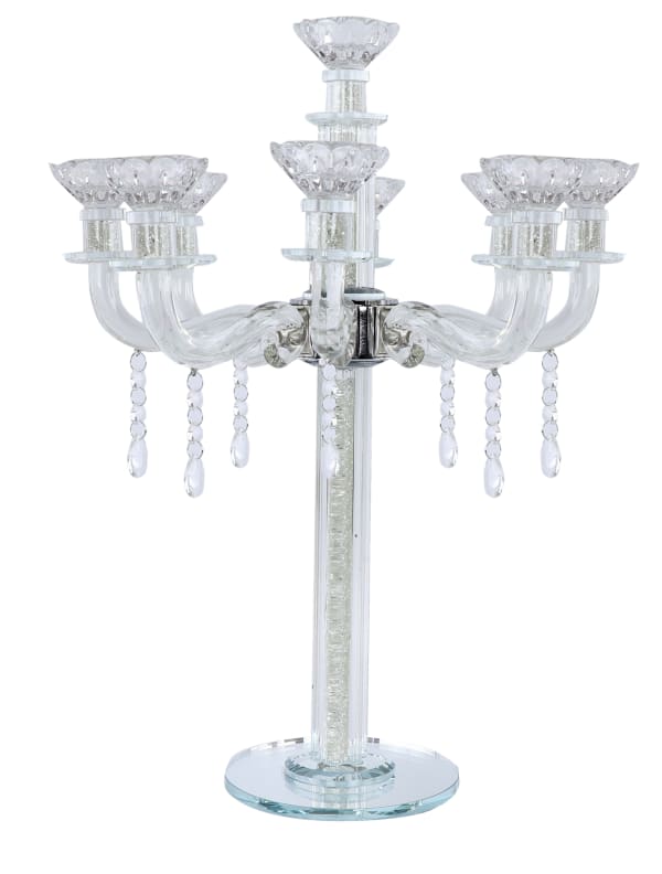 "Royal Style" 9 Branch Clear Filling Crystal Candelabra 18.5"H