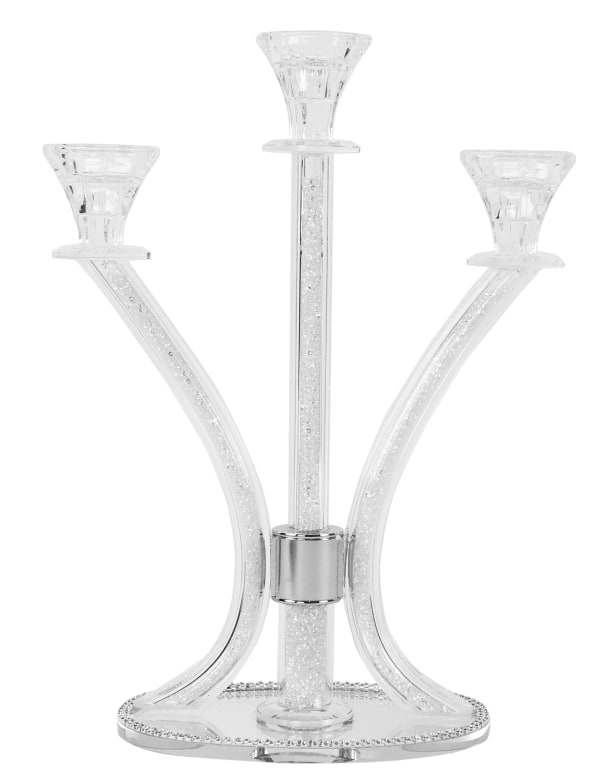 Candelabra 3 White Stones 14"