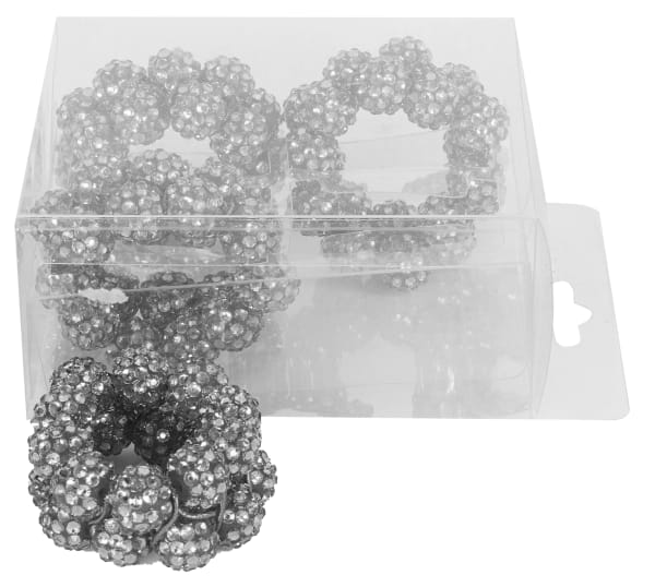 Silver Diamonds'n'studs Napkin Ring set of 4/pvc box,