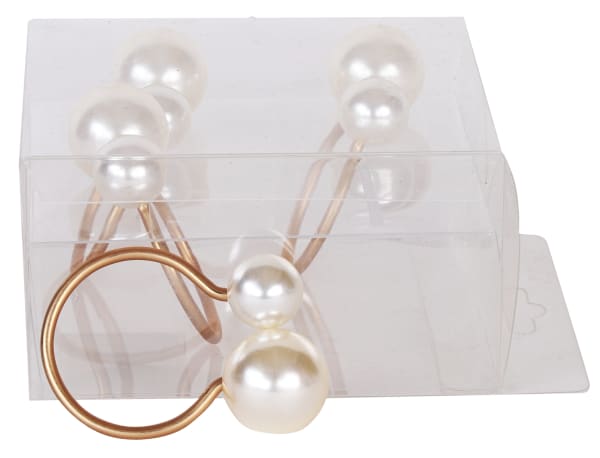 Gold & Pearls Napkin Ring set of 4/pvc box,