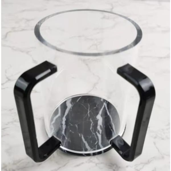 Acrylic Clear Washing Cup -Black Handle - Black&White Marble