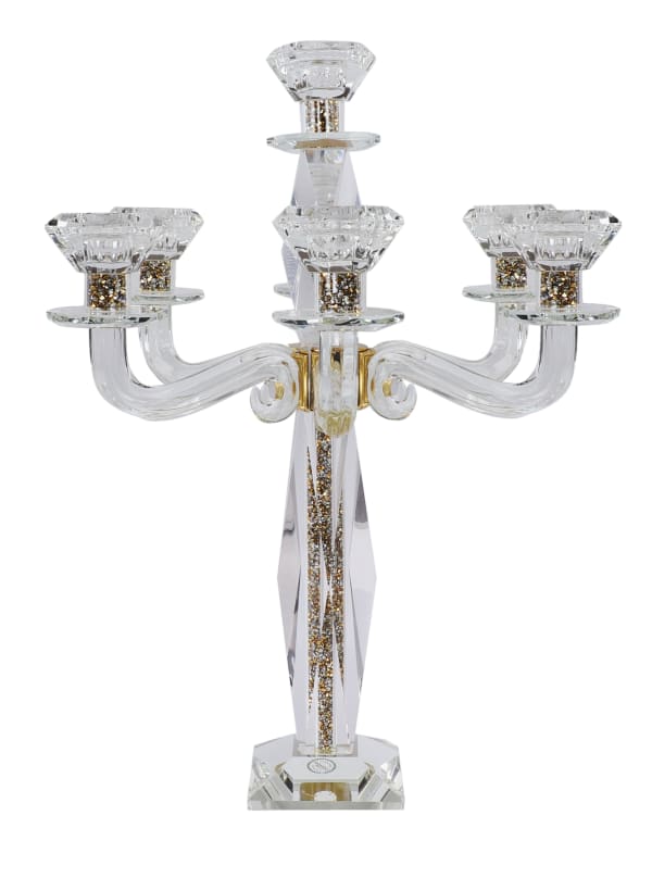 Crystal Candelabra Gold Filling 7 Branch 17.5"H