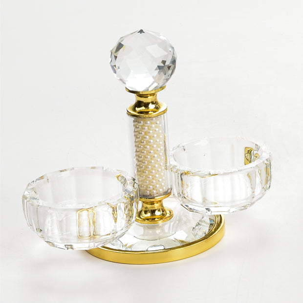 Crystal Salt Holder - Gold Plated with Pearls